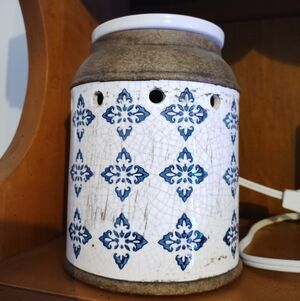 Blue and White Ceramic Patterned Wax Warmer Pottery Inspired Lovely Scentsy